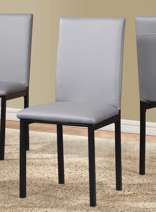 Noyes Faux Leather Seat Metal Frame Dining Chairs, Set of 4, Gray