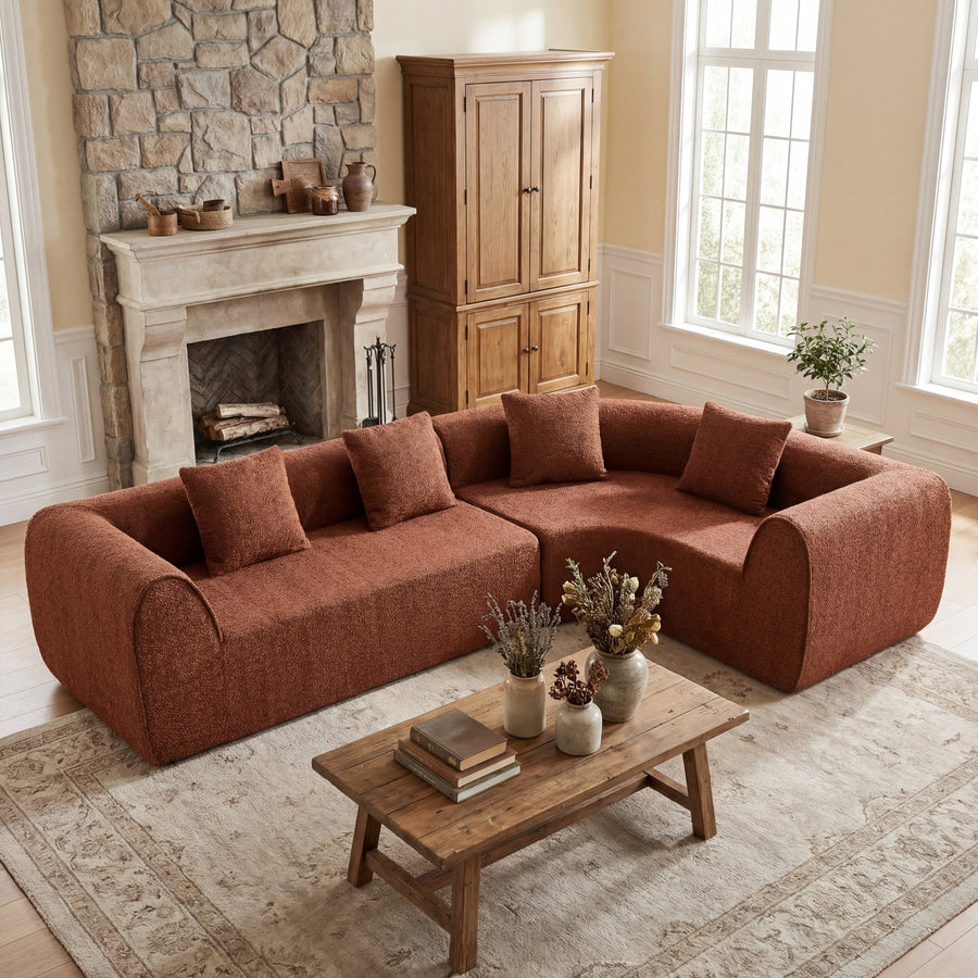 110' Modern Curved L-Shaped Modular Sectional Sofa with High-Density Fully Compressed Sponge, 2-Piece Set, Fully Assembled Right Hand Facing, Perfect for Living - primary color shot