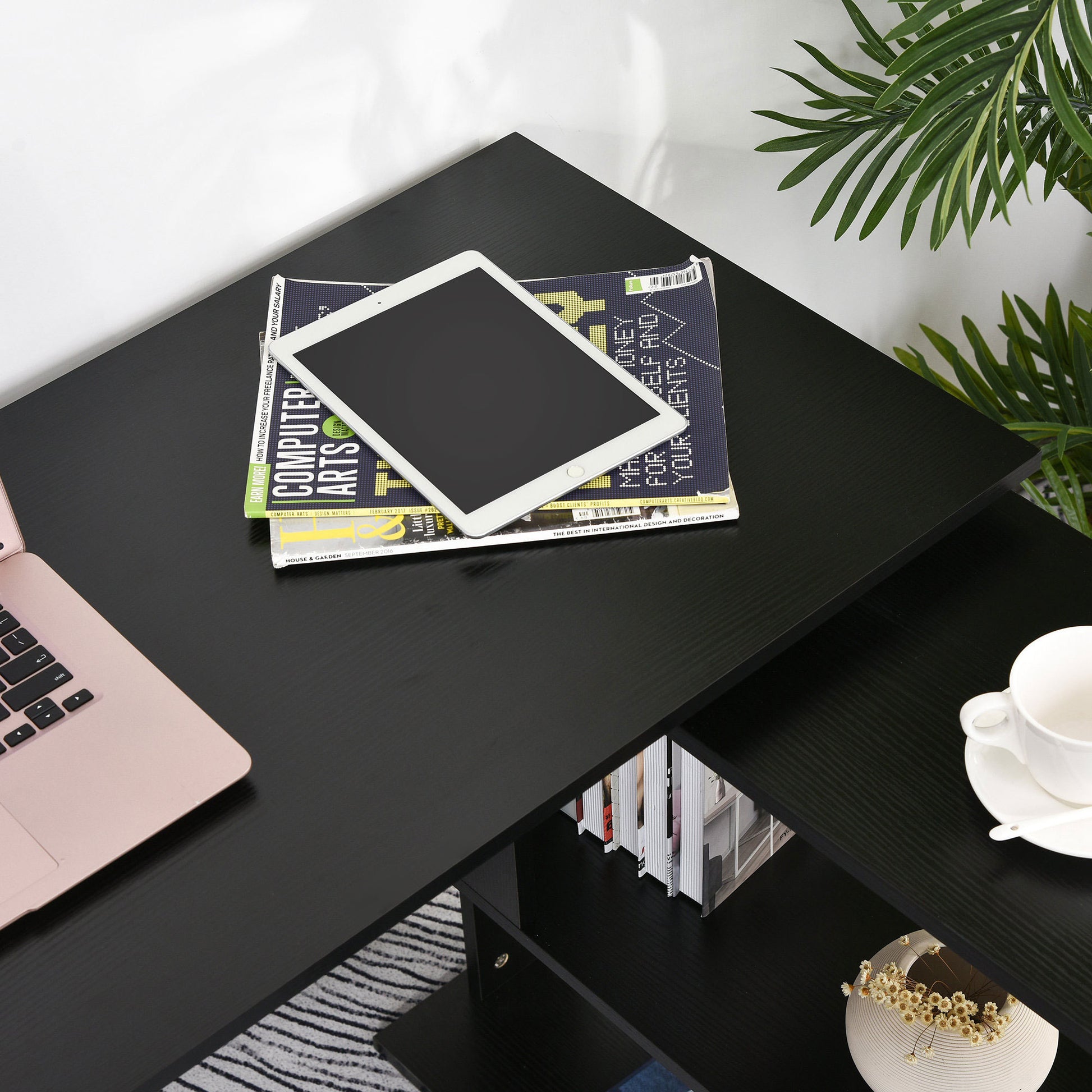 Novis Modern L-Shape Computer Desk, Black