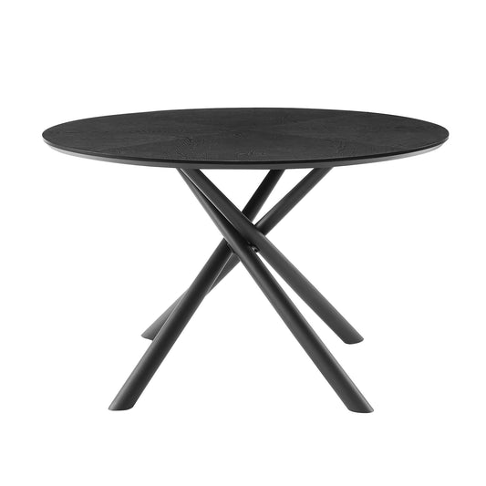 47.25'' Round MDF Coffee Table End Table Short Leisure Tea Table Cross Legs Metal Base - Black - primary color shot