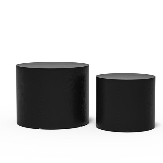 MDF with Ash/oak/walnut Veneer Side Table/coffee Table/end Table/nesting Table Set of 2 - Matte Black - primary color shot