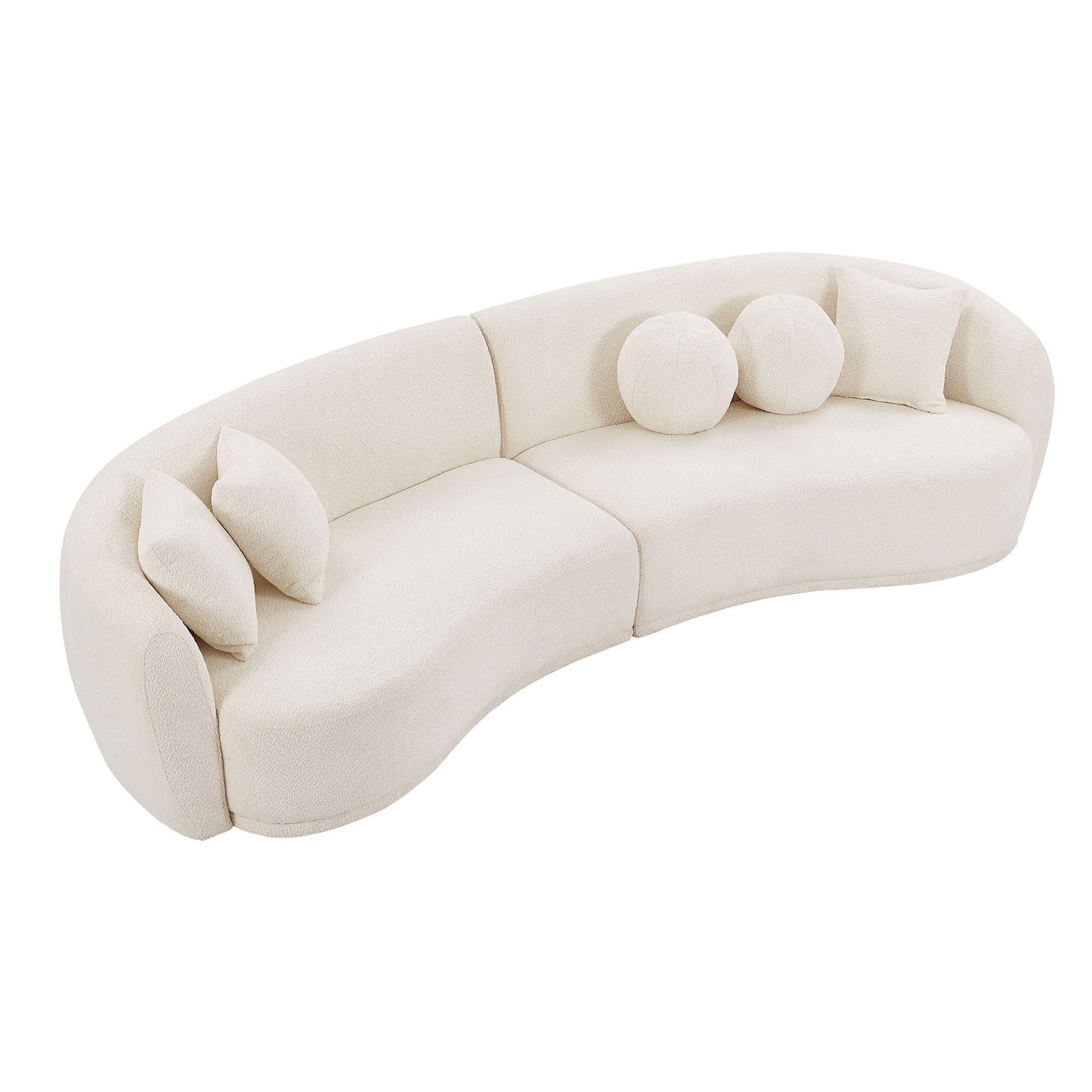 Rafferty 124" Mid-Century Modern Sofa in Beige Boucle