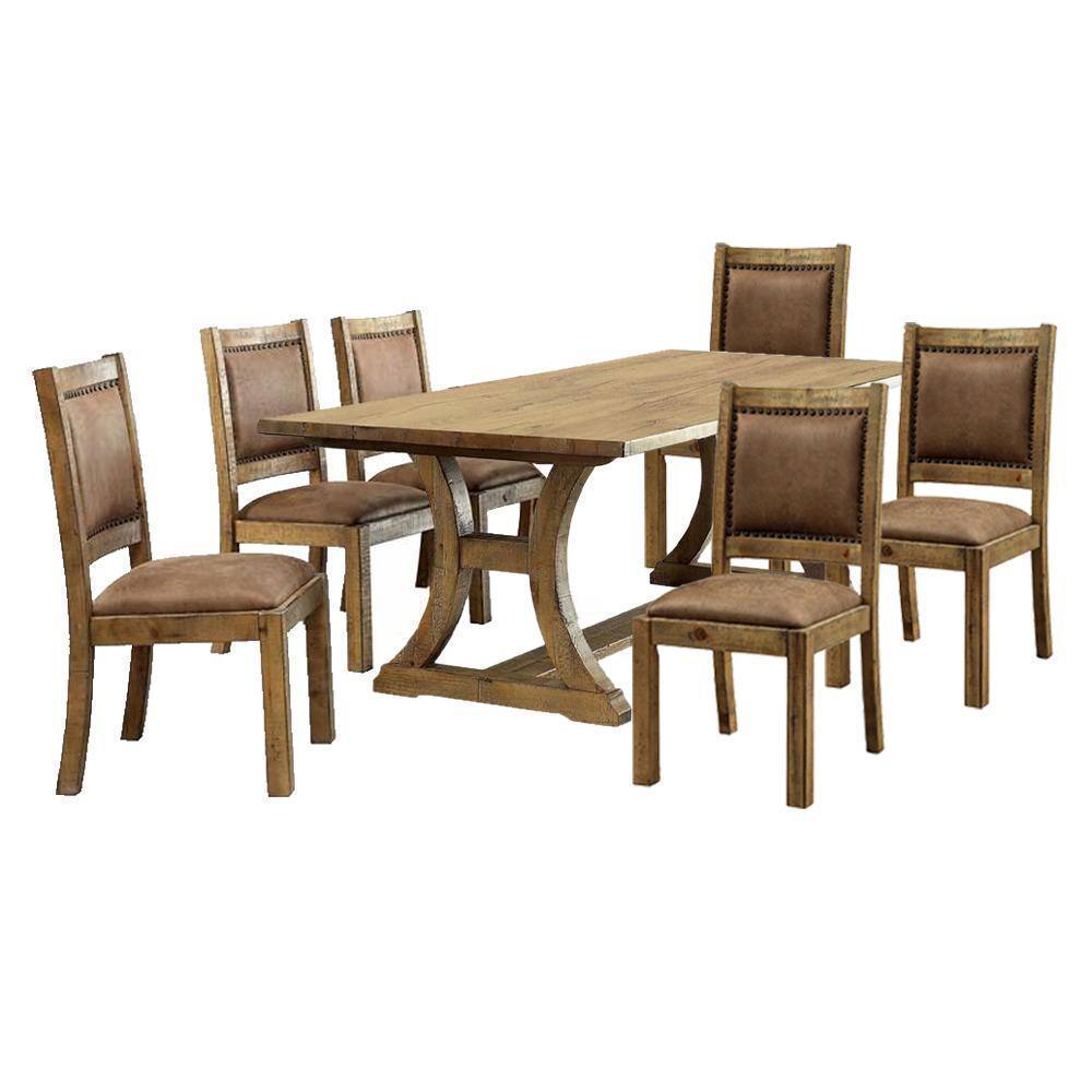 Mabel Rustic Dining Side Chairs with Nailhead Trim Set of 2 Rustic Oak