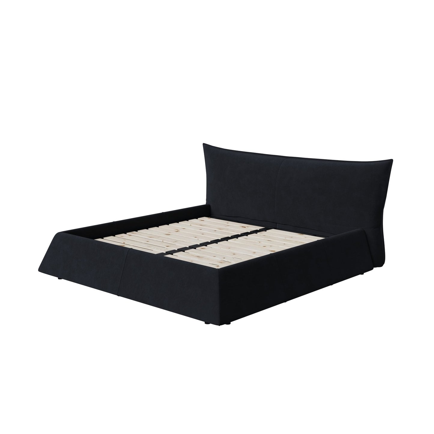 Zephyra Modern Velvet King Size Platform Bed in Black