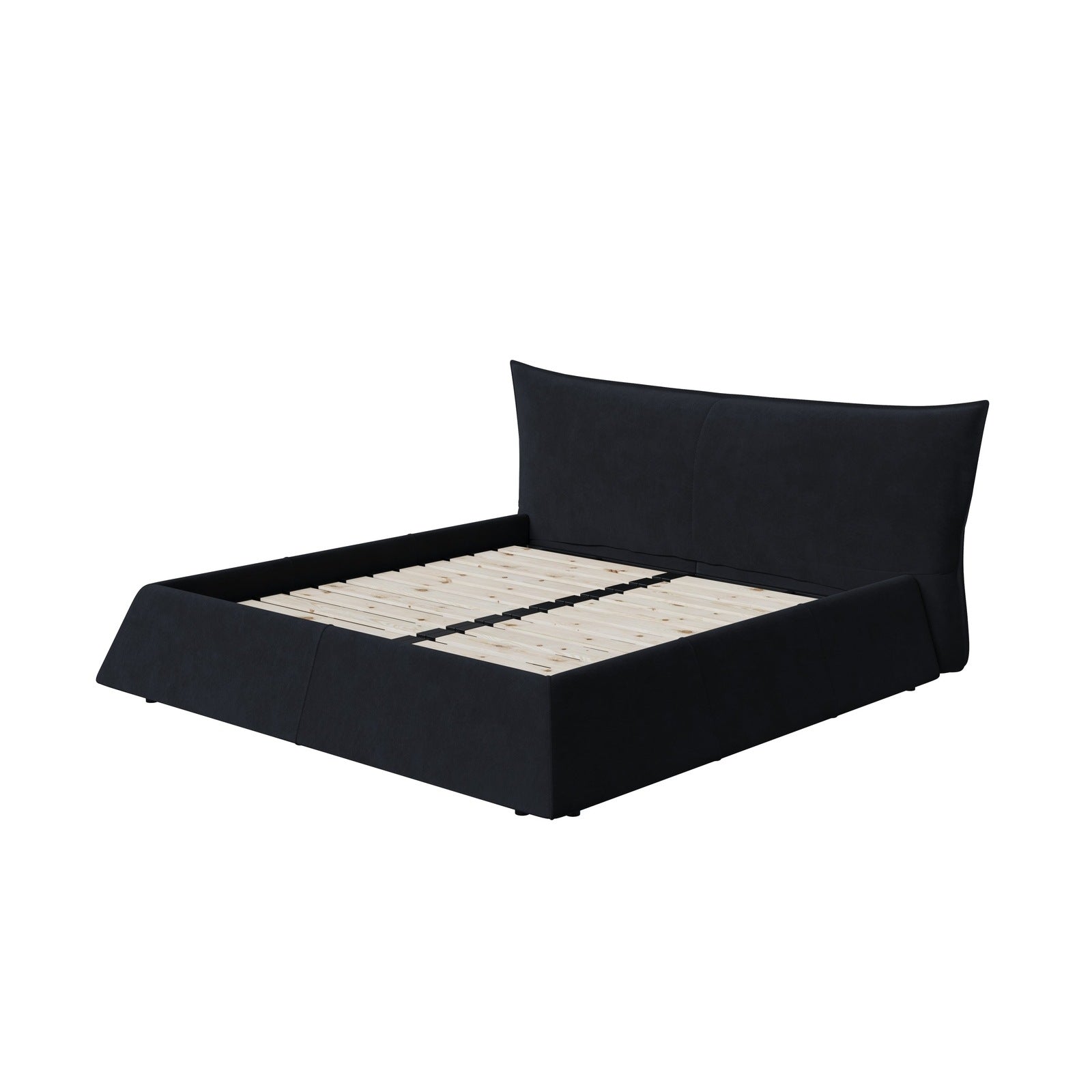 Zephyra Modern Velvet King Size Platform Bed in Black