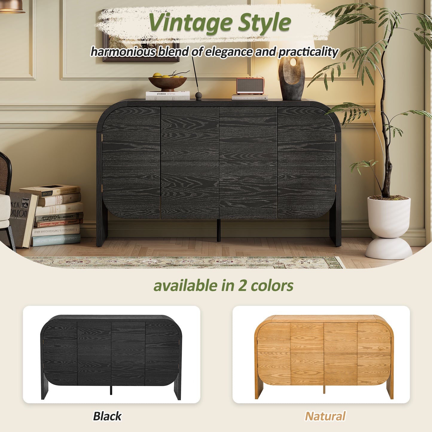 TREXM Buffet Cabinet with Storage - Black - detail view 4