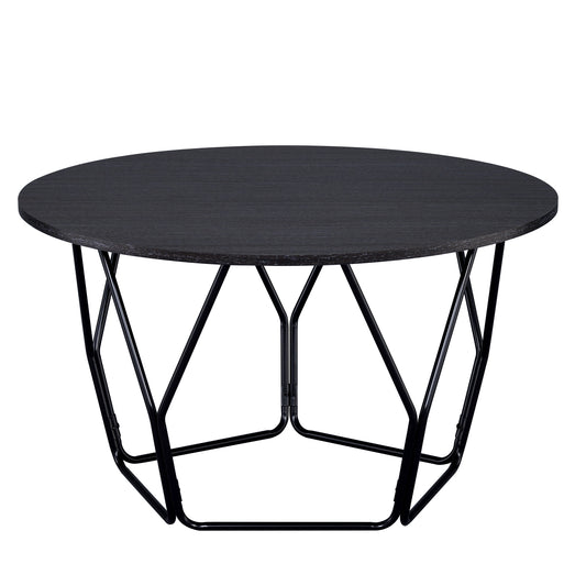 Espresso and Black Coffee Table with Drum Shape
