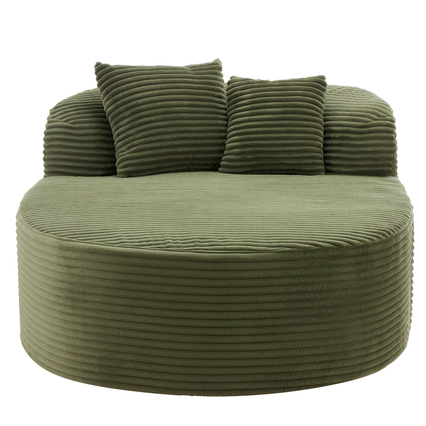 Modern Chaise Lounge Sofa Boneless Couch with Two Supportive Pillows - Green - detail view 7