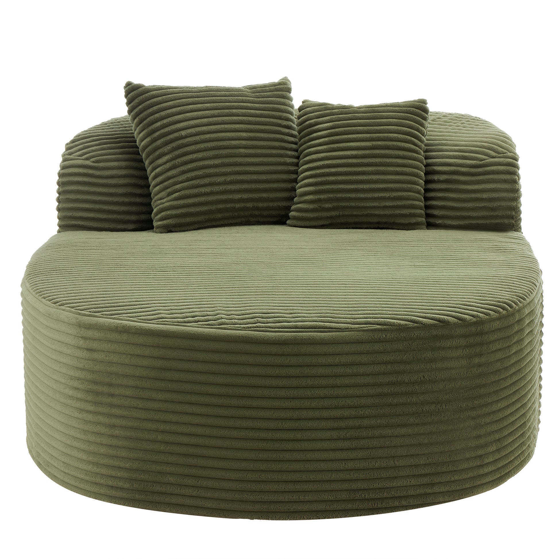 Modern Chaise Lounge Sofa Boneless Couch with Two Supportive Pillows - Green - detail view 7