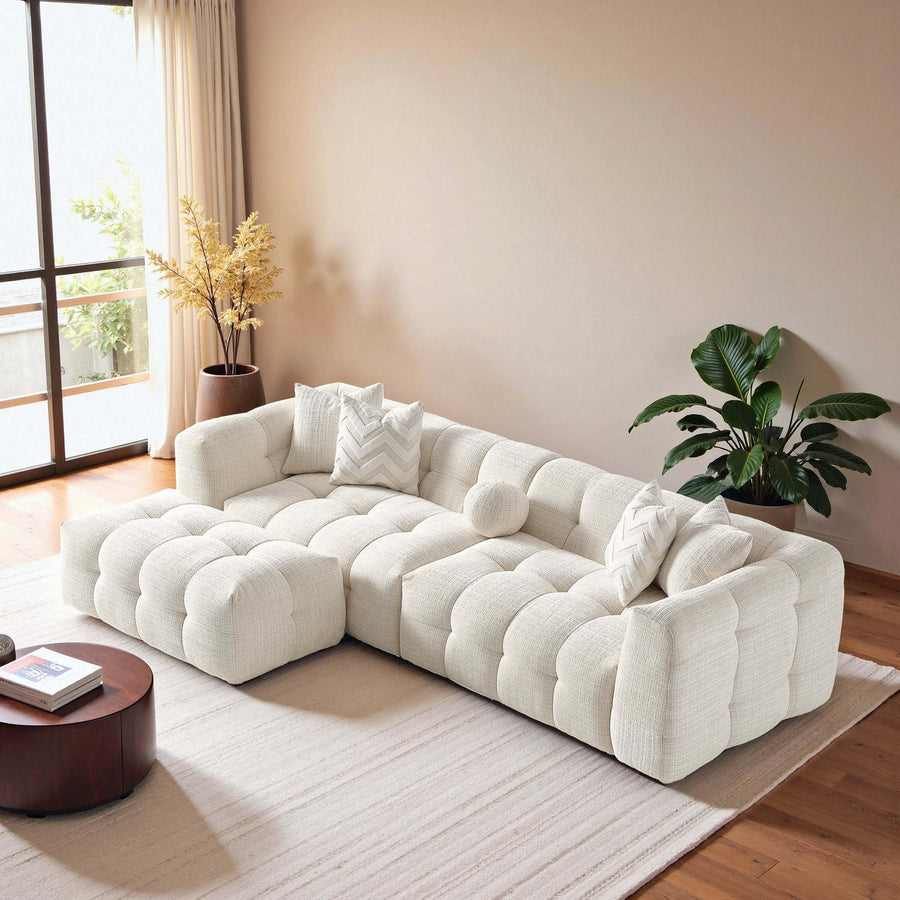 Alana Tufted Ivory Chenille Modular Sectional Sofa with Reconfigurable Layouts and Soft Upholstery - detail view 2