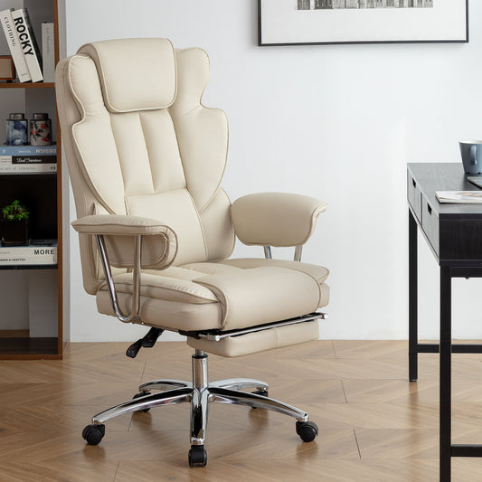 Marg Big & Tall PU Leather Executive Office Chair, Beige