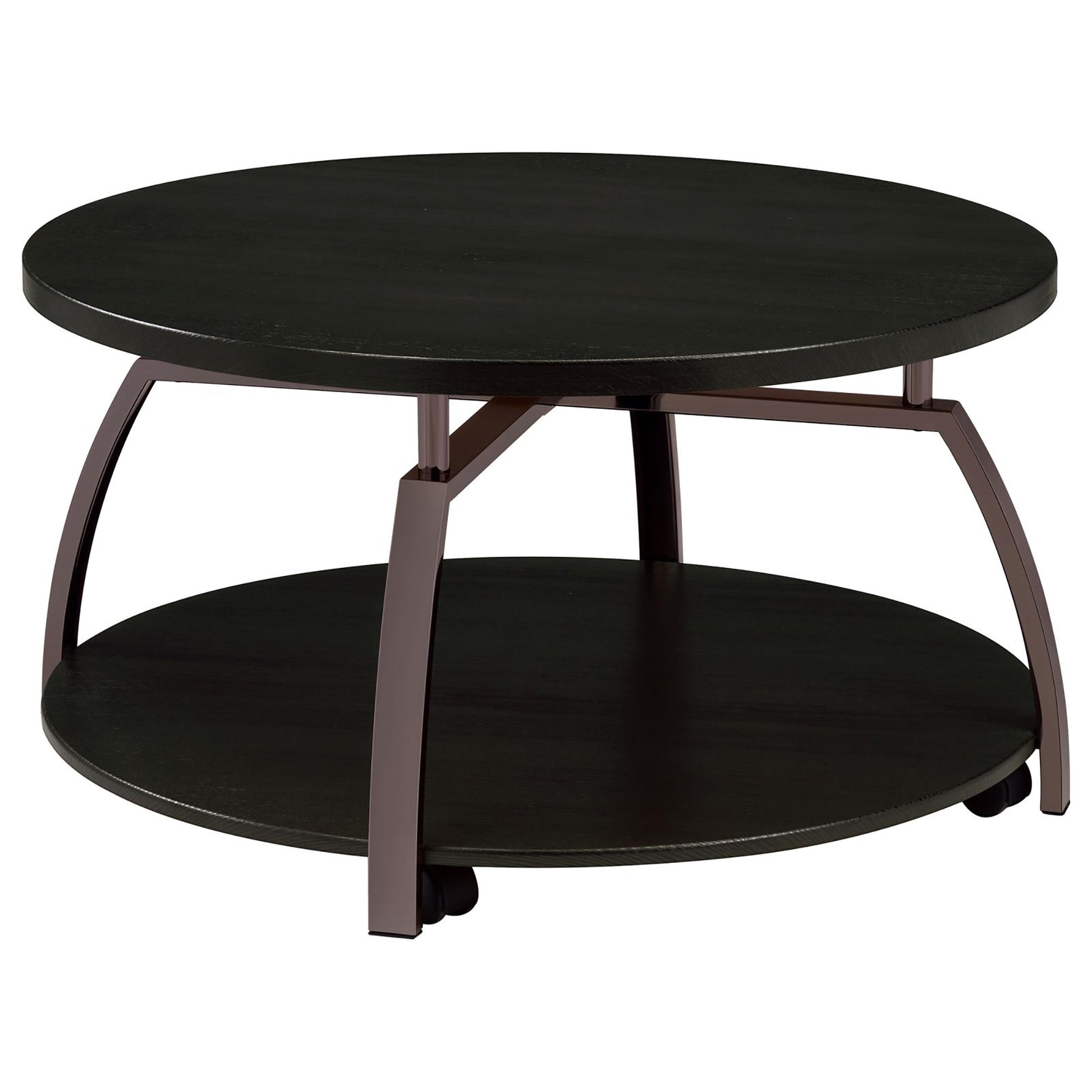 Dark Grey and Black Nickel Round Coffee Table