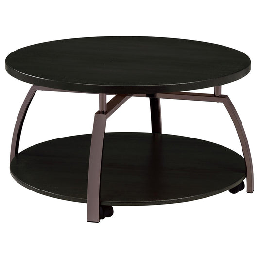 Dark Grey and Black Nickel Round Coffee Table