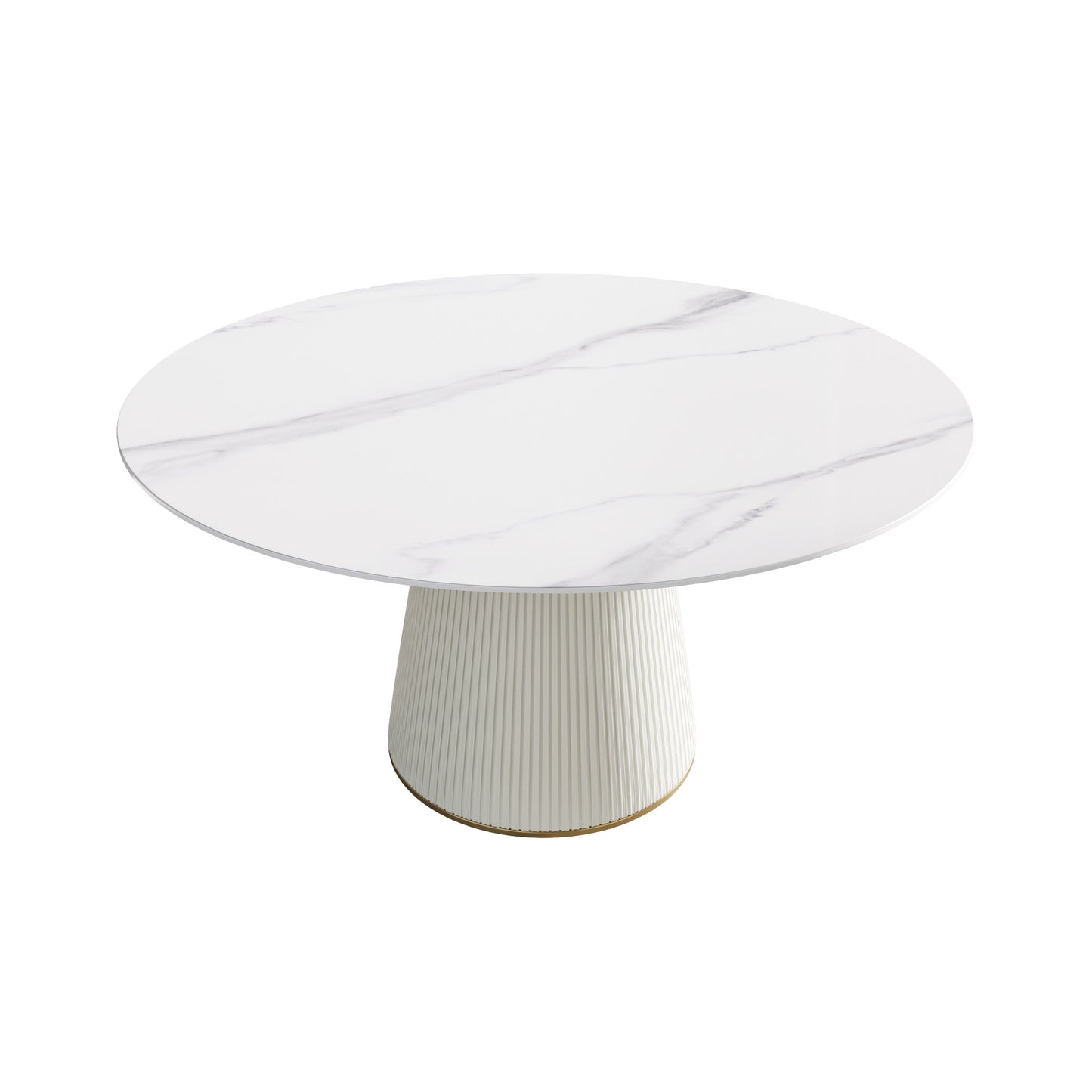 Caspian 59" Round Modern White Faux Marble Dining Table