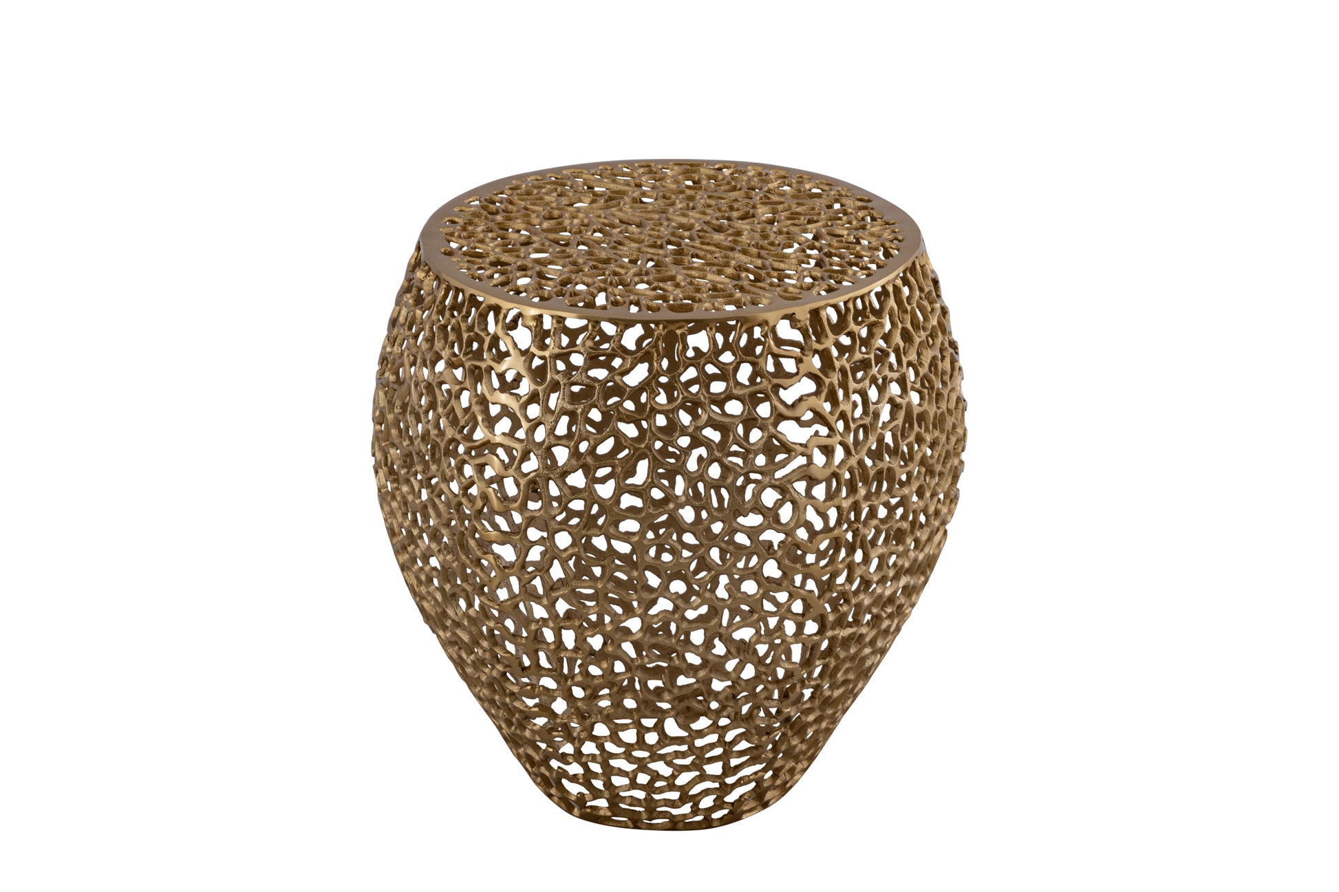 Azriel Aluminum Mesh Side Table, Gold