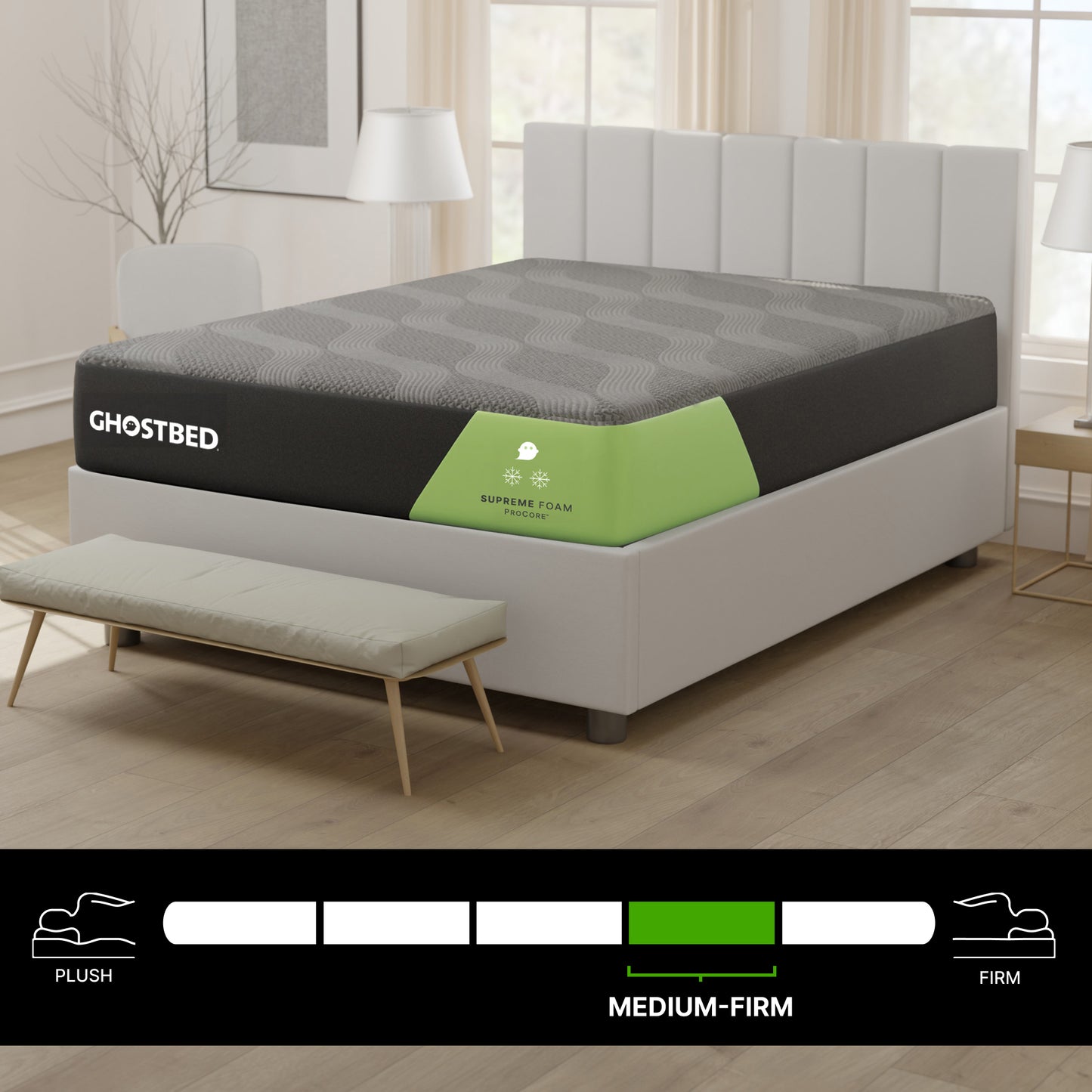 Ghostbed Supreme 12' Full Foam Mattress in Grey with Procore Technology and Cooling Cover - detail view 5