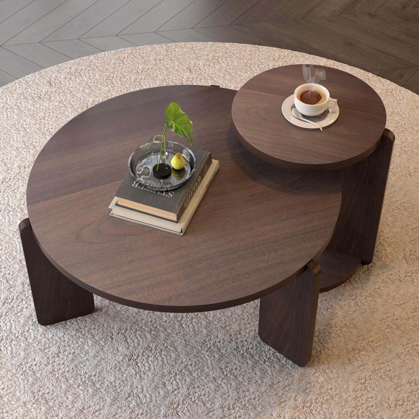 Walnut Nesting Tables with Wood Legs - detail view 4