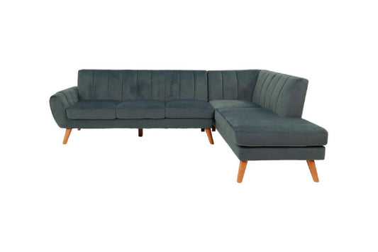 Contemporary 2-Pcs Sectional Set Living Room Furniture Dark Gray Velvet Couch Left Facing Sofa, Right Facing Chaise Plush Cushion - detail view 2