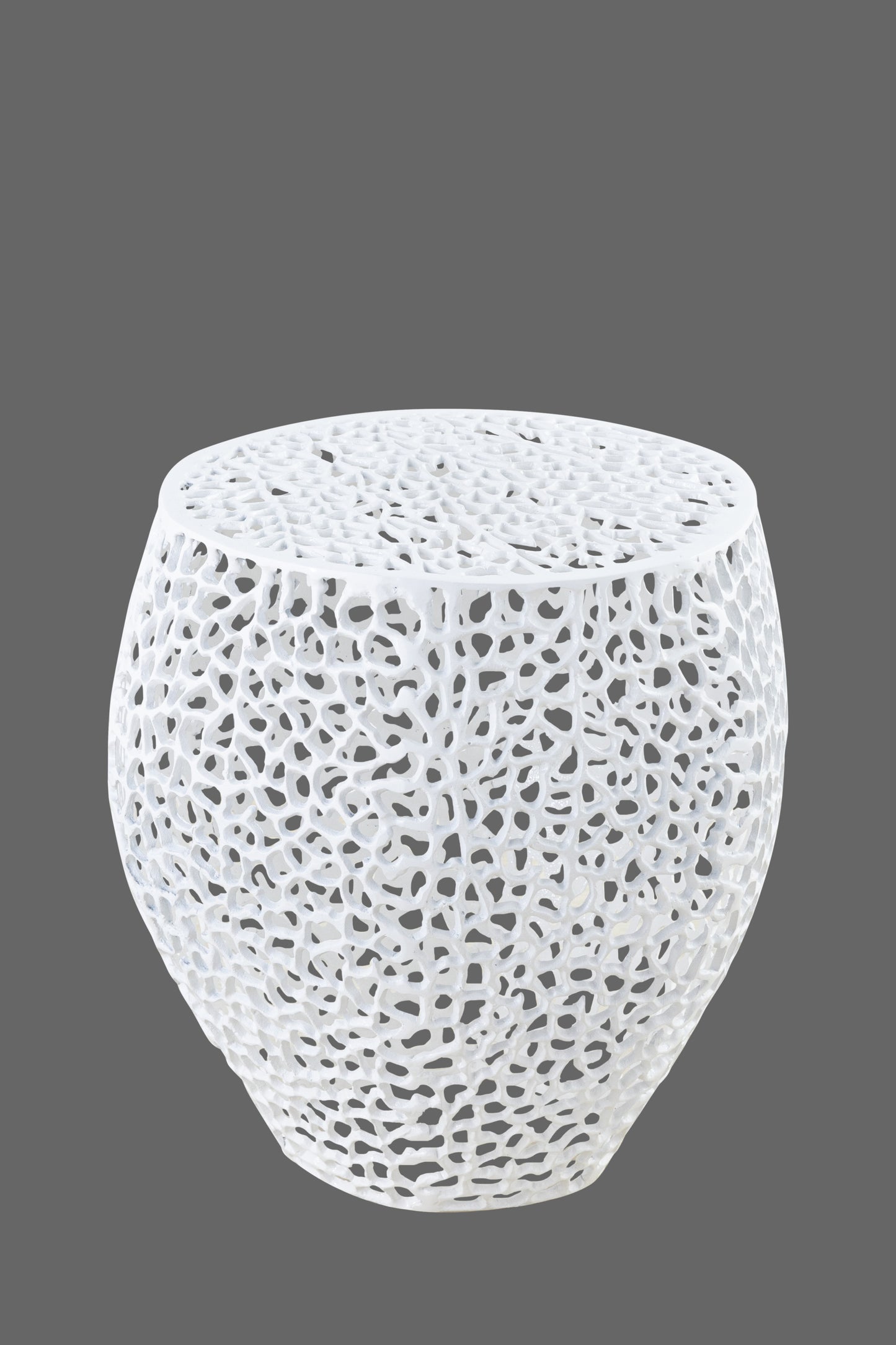 Azriel Aluminum Mesh Side Table, White