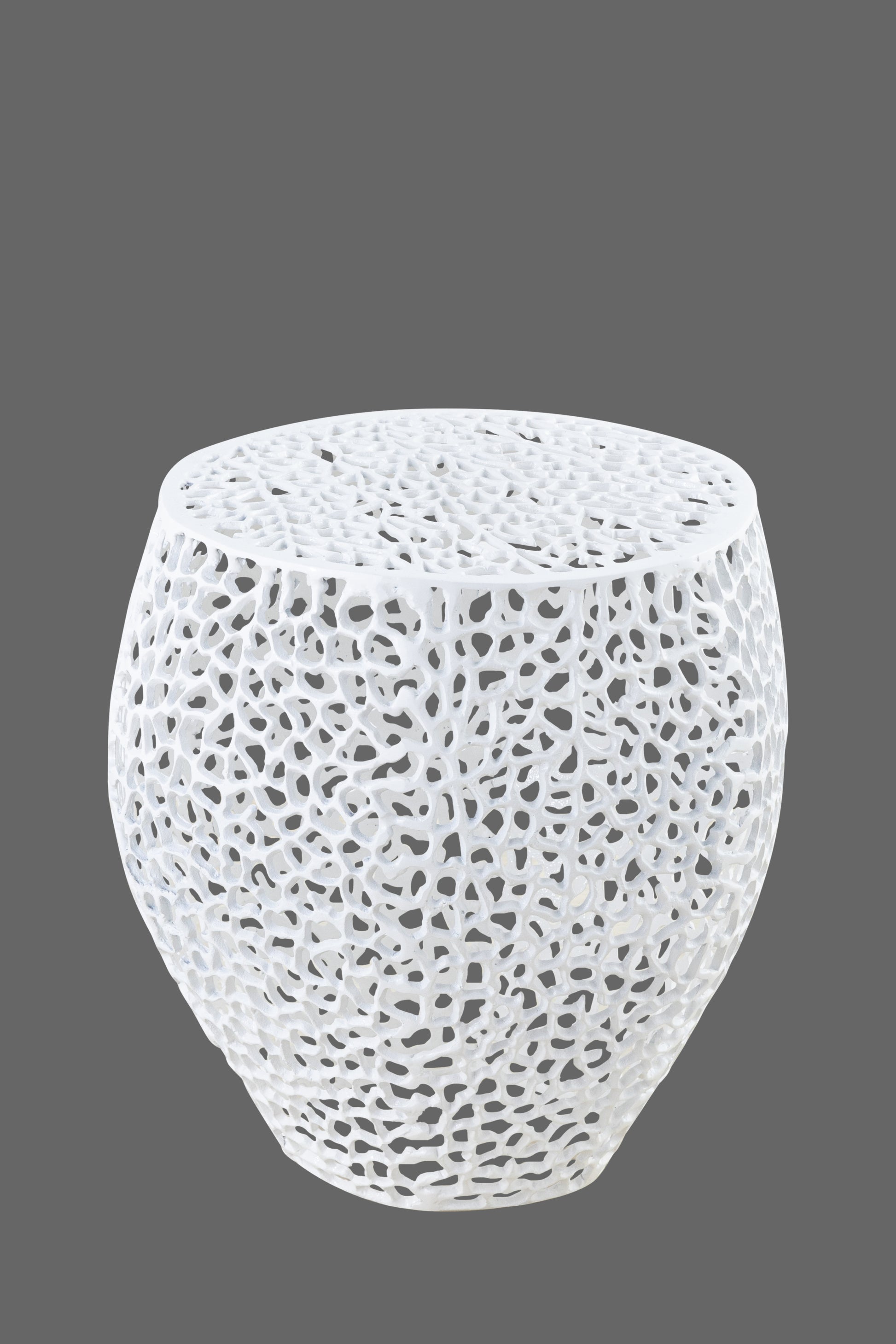 Azriel Aluminum Mesh Side Table, White