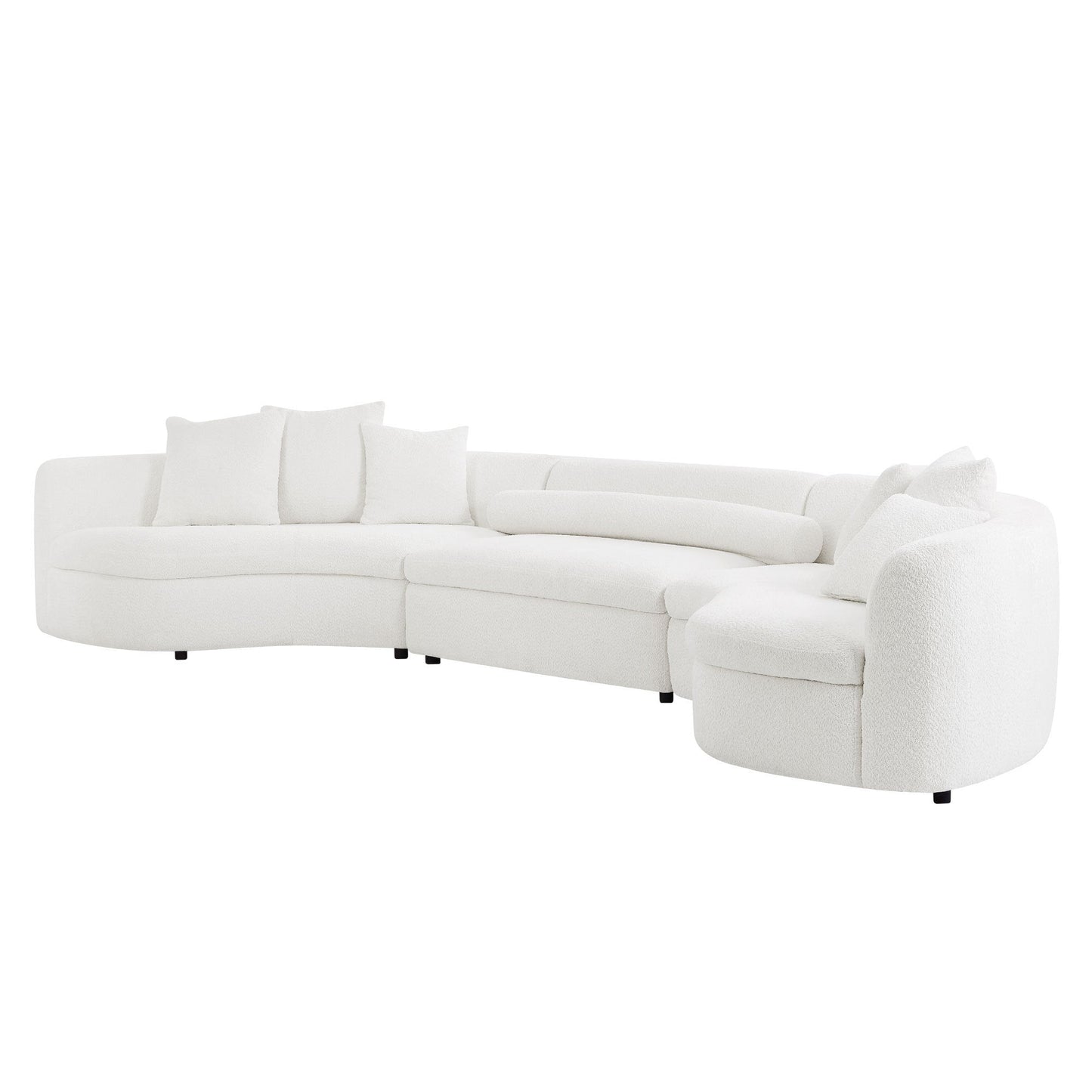 Tadhg Modern Oversize 3-Piece Curved Sectional Sofa in White Boucle