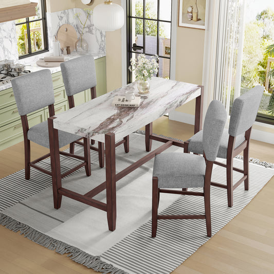 5-Piece Counter Height Dining Set - White+gray - detail view 2