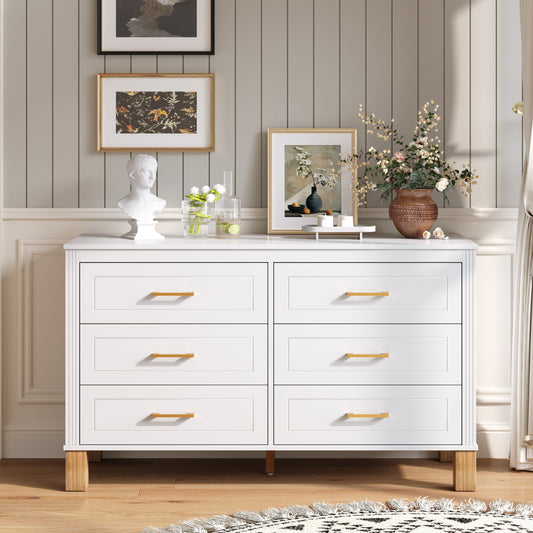 6-Drawer Accent Cabinet with Mid-Century Design