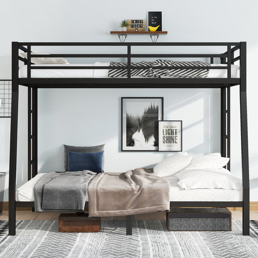 Metal Full XL over Queen Bunk Bed for Teens and Adults - Black - detail view 2