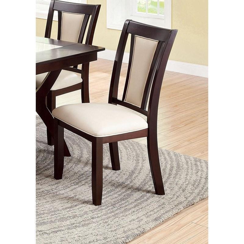 Natalie Contemporary Side Chairs in Dark Cherry with Ivory Upholstery Set of 2