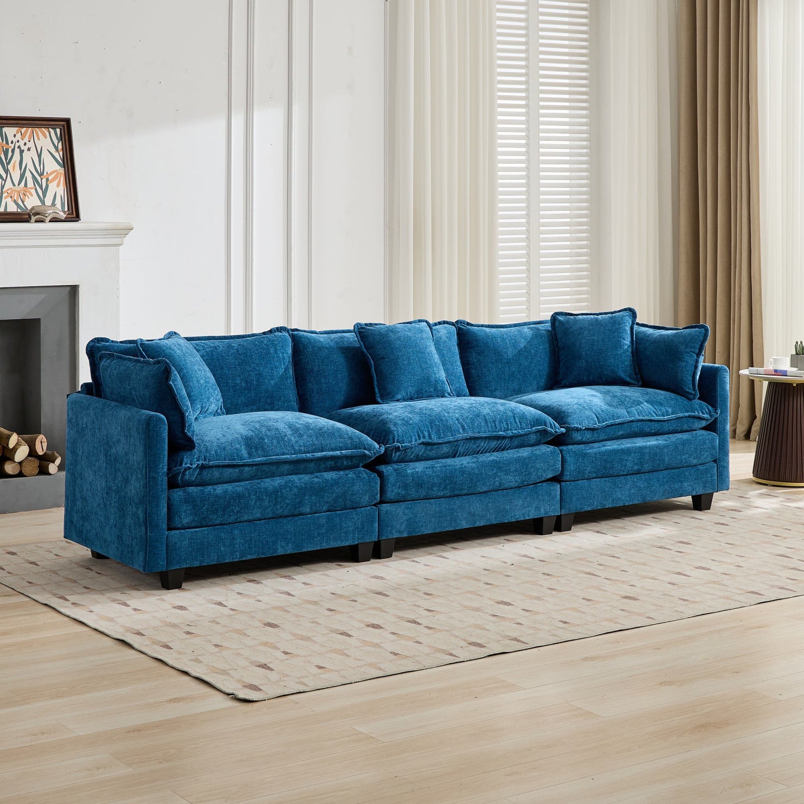 Blue Chenille Sofa