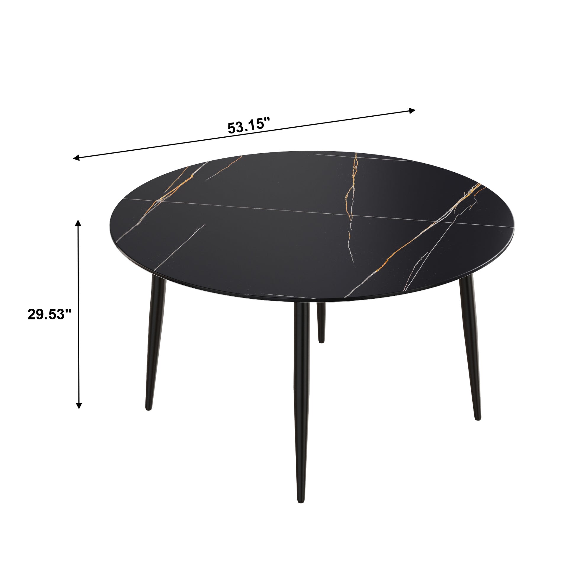 Saffron 53" Modern Artificial Stone Dining Table with Black Legs
