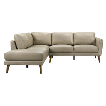 Mid-Century Modern Benson Beige Leather Sectional Sofa with Left Facing Chaise - detail view 3