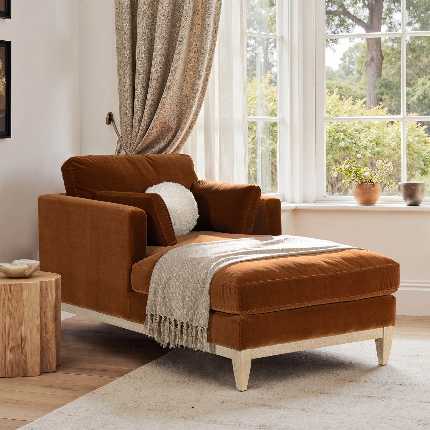 Knox 65' Modern Farmhouse Chaise Lounge Chair - Orange - primary color shot