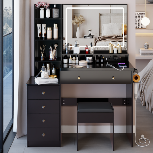 Charlene 41' Large Size Left Bedside Cabinet Vanity Table Set