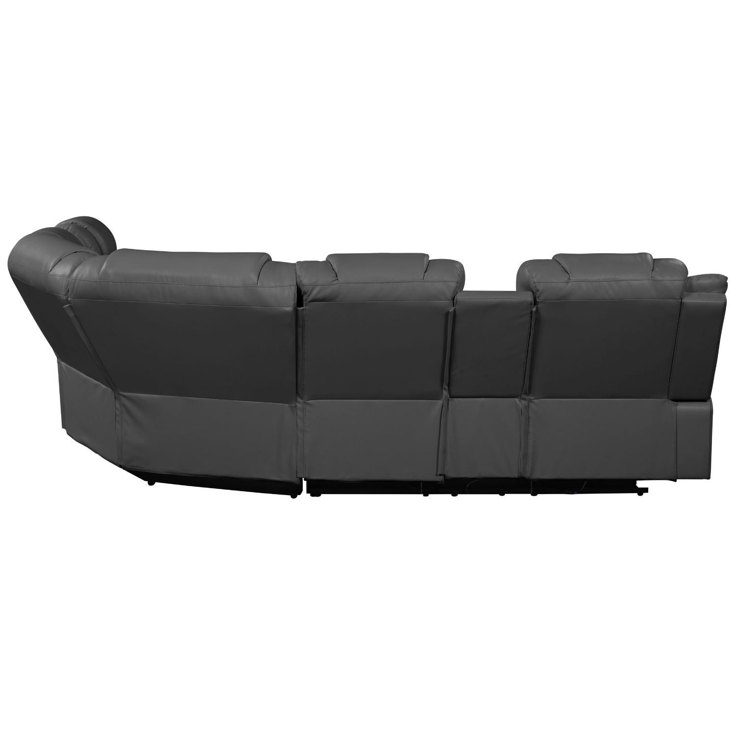 Challenger Modern Style Recliner Sectional Sofa, Built in USB-C Ports & Bluetooth, made with Wood & Faux Leather in Gray - detail view 4