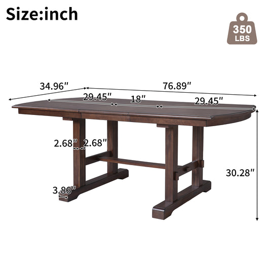 59'-77' Extendable Dining Table, Farmhouse Wooden Kitchen Table with Removable Leaf, Large Expanding Table for 4-8 (cherry) - detail view 2