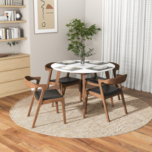 Brown and White Oval Solid Wood Dining Room Table with Brown Wood Base - primary color shot
