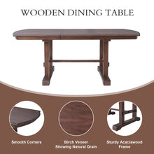 59'-77' Extendable Dining Table, Farmhouse Wooden Kitchen Table with Removable Leaf, Large Expanding Table for 4-8 (cherry) - detail view 3