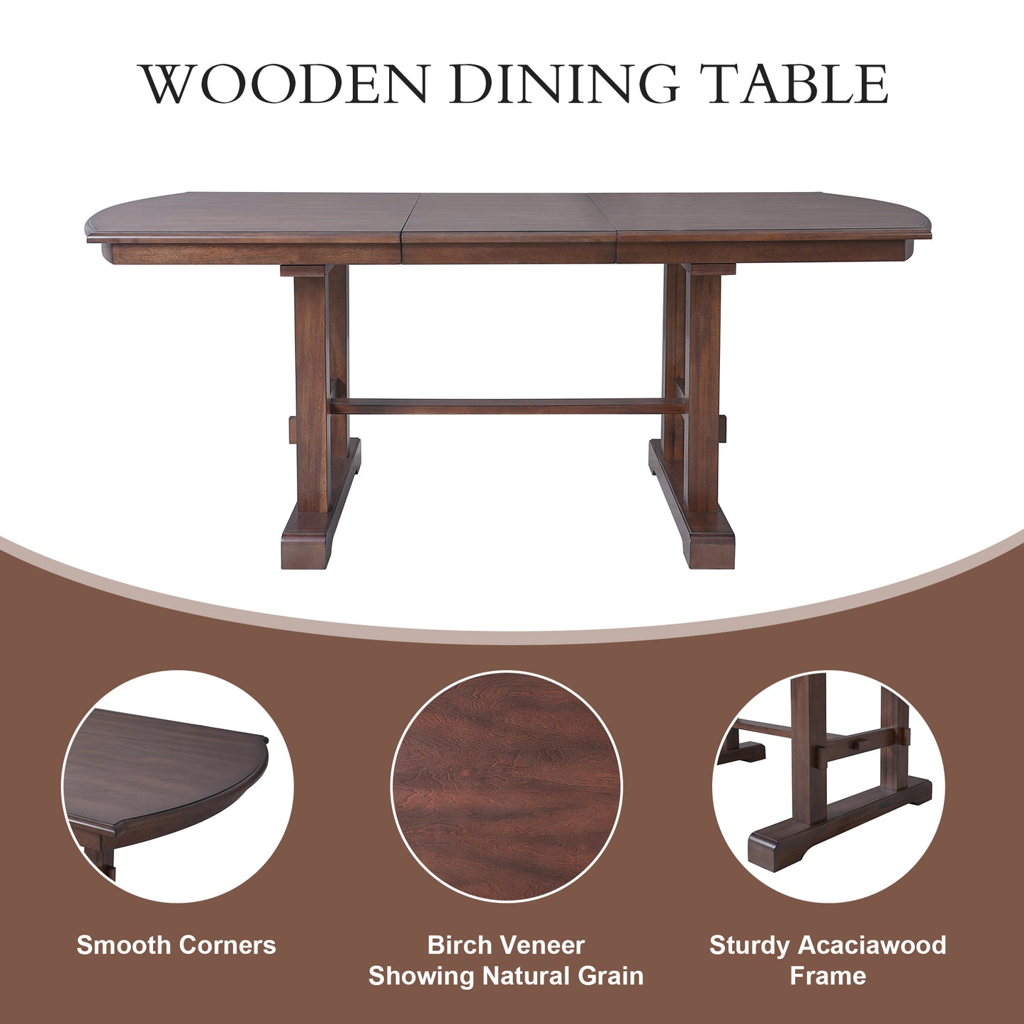 6-Piece Extendable Dining Table Set - Cherry - detail view 5