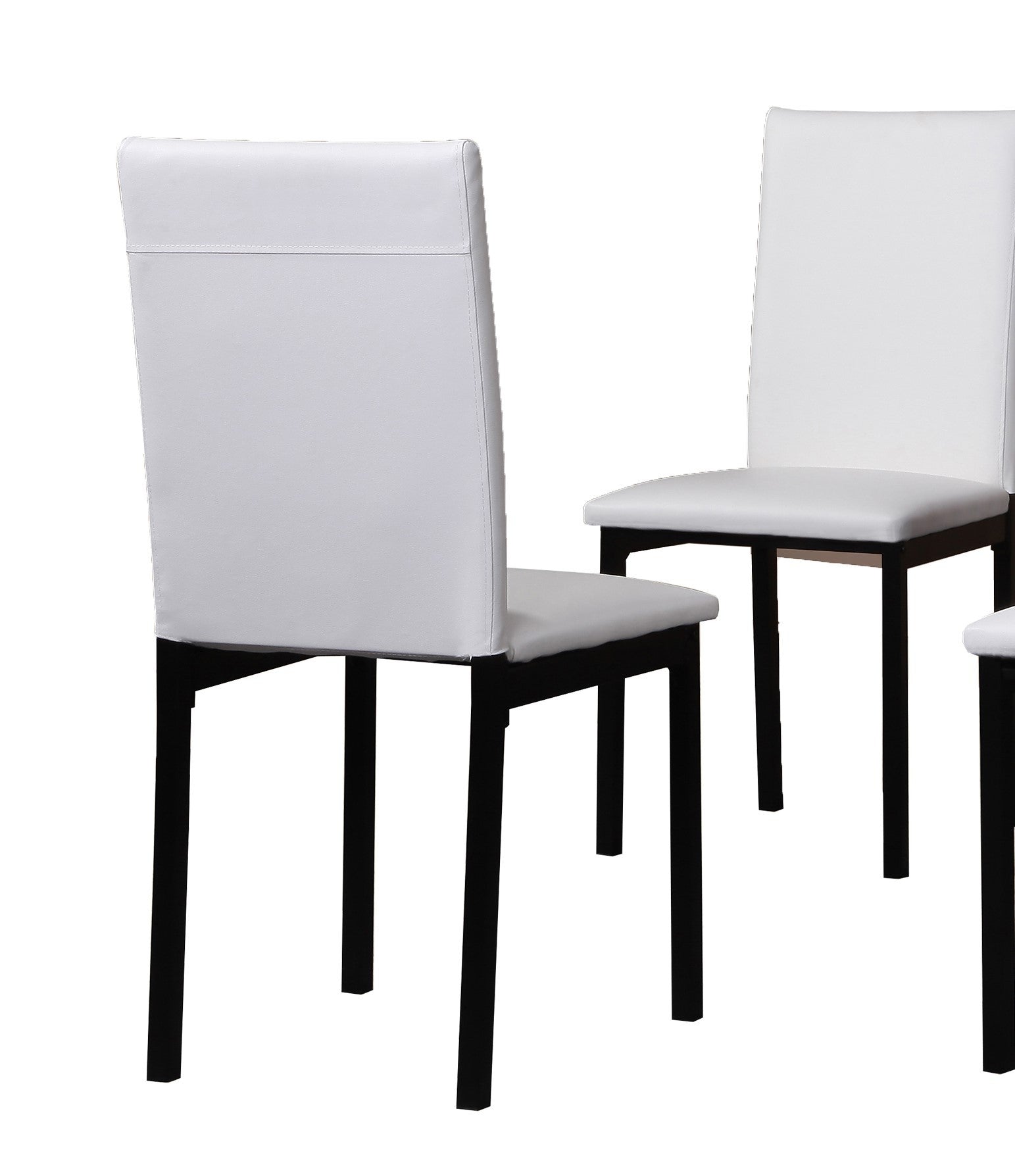 Noyes Faux Leather Seat Metal Frame Dining Chairs, Set of 4, White