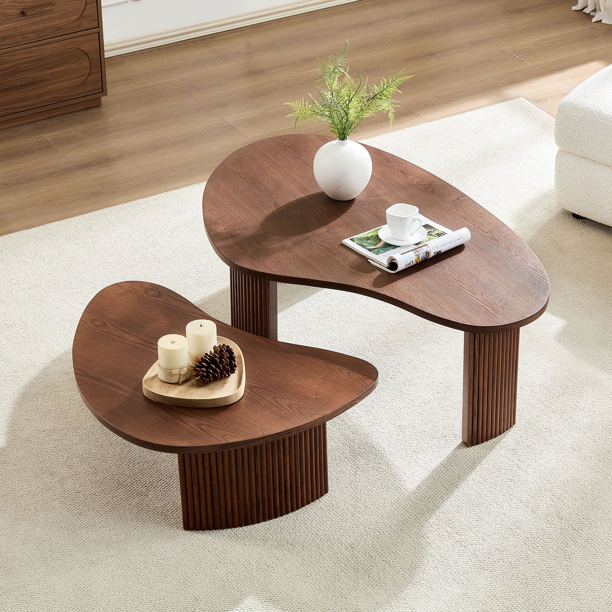 Walnut Nesting Tables with Wood Legs - detail view 5
