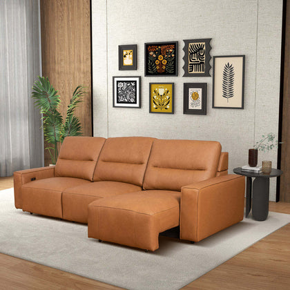 Grant Triple PWR Convertible Sofa - Cognac Leather - primary color shot
