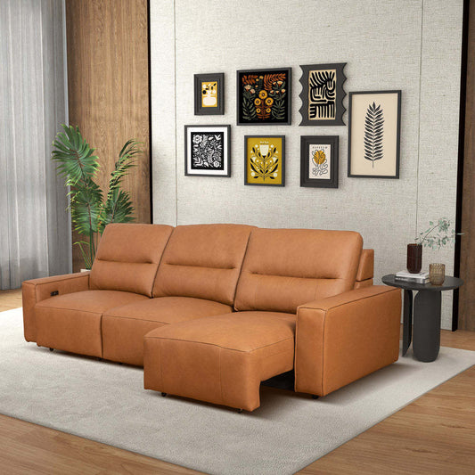 Grant Triple PWR Convertible Sofa - Cognac Leather - primary color shot