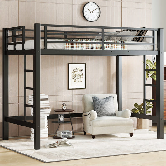 Twin Size Metal Loft Bed - Black - primary color shot