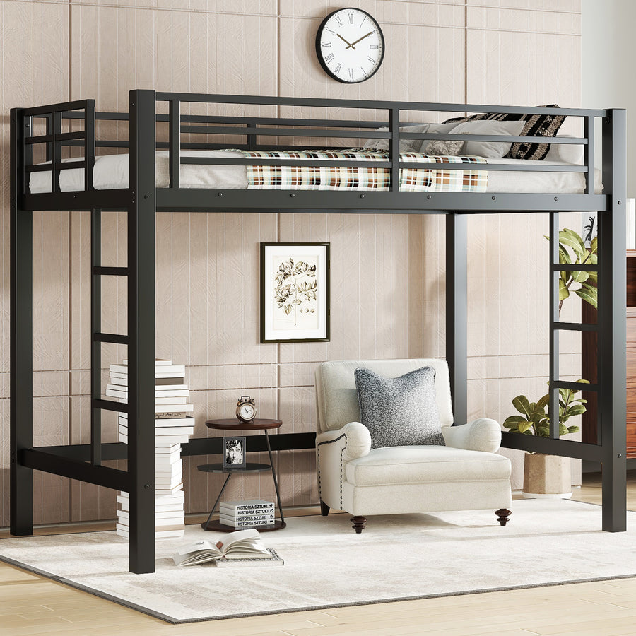 Twin Size Metal Loft Bed - Black - primary color shot