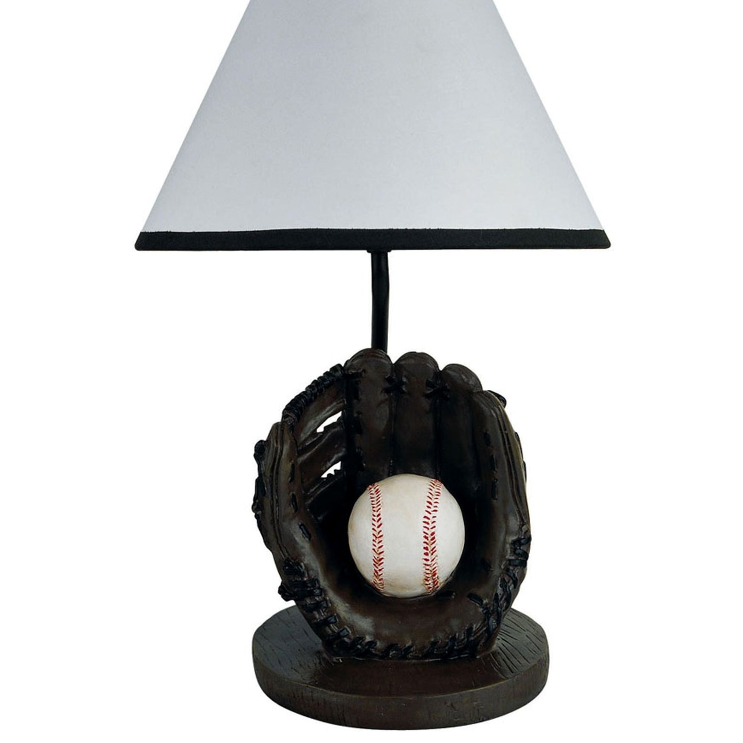 15' Tall Polyresin Accent Table Lamp, Baseball Shaped, Cone Linen Shade