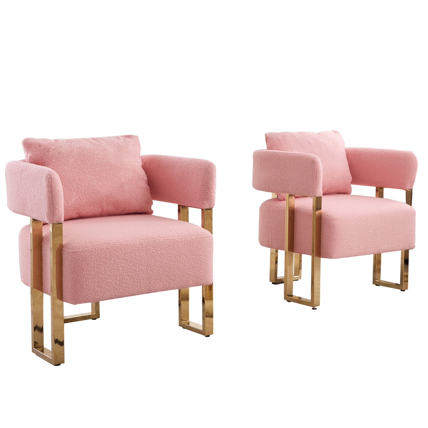 Gold Bouclé Steel Frame Accent Chair with Gold Legs - detail view 7