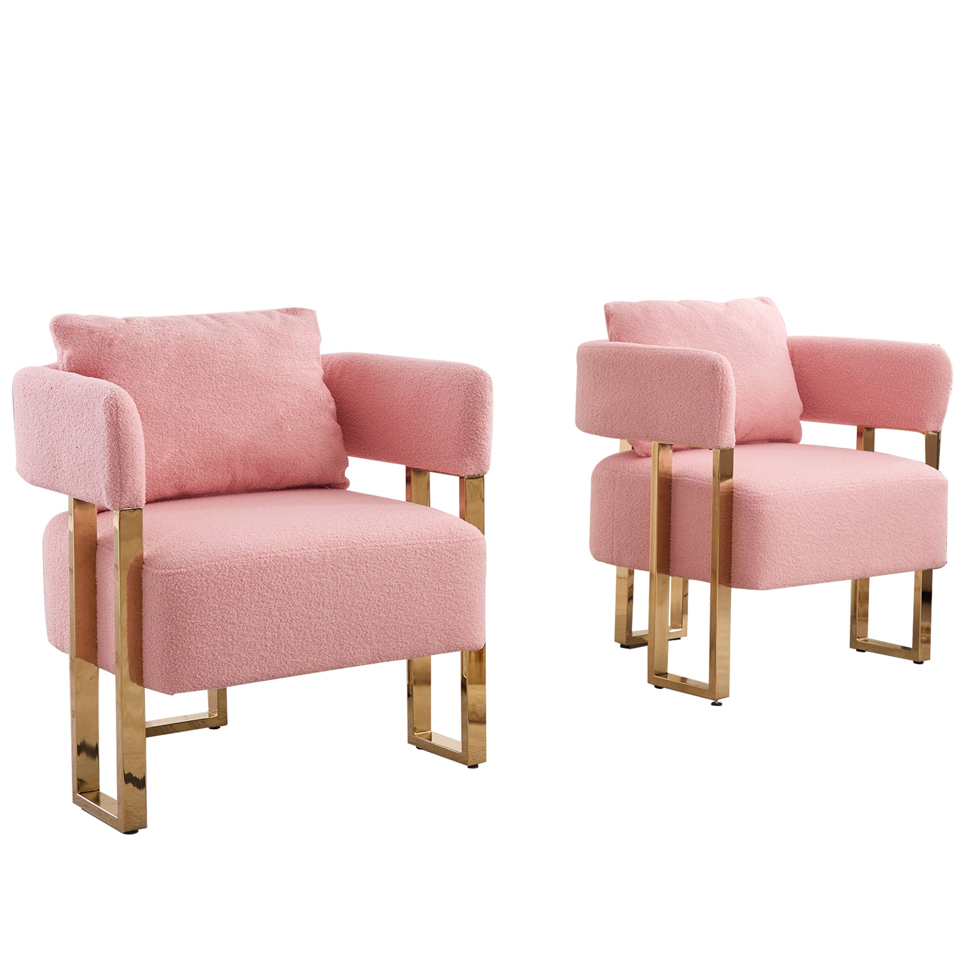 Gold Bouclé Steel Frame Accent Chair with Gold Legs - detail view 7