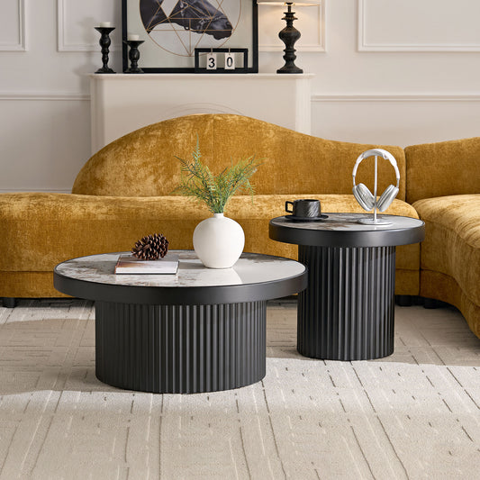 Set of 2 Coffee Table - Black - detail view 2