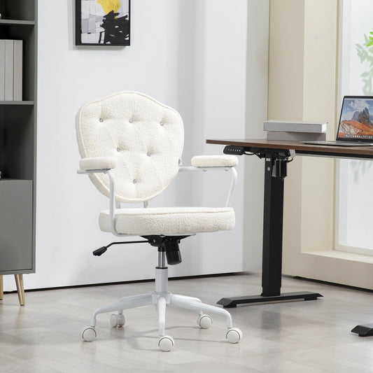 Vale Teddy Fabric Button Tufted Office Chair, Gray